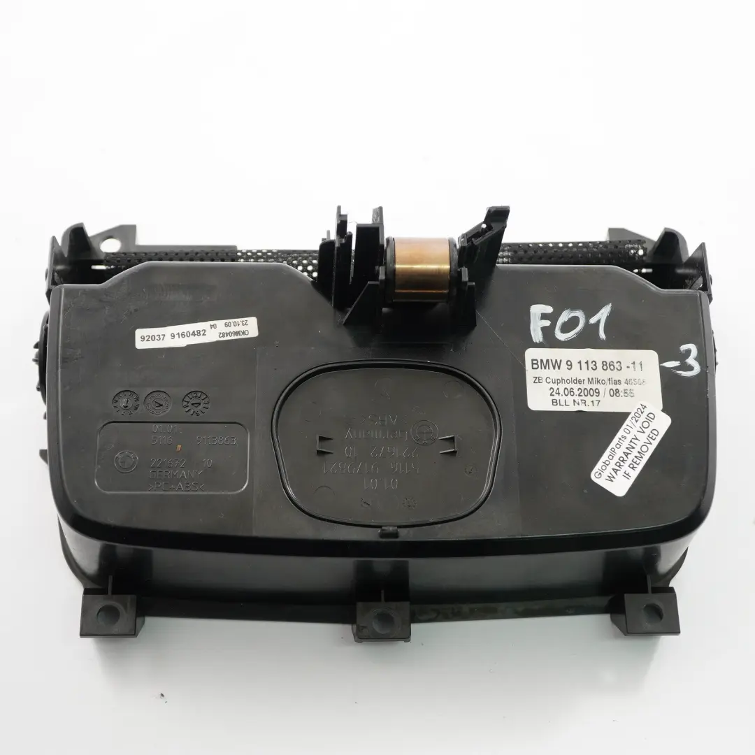 BMW F01 Console centrale anteriore Portabicchieri Vano portaoggetti - SKU 9113863-3 - Numero di parte 9113863