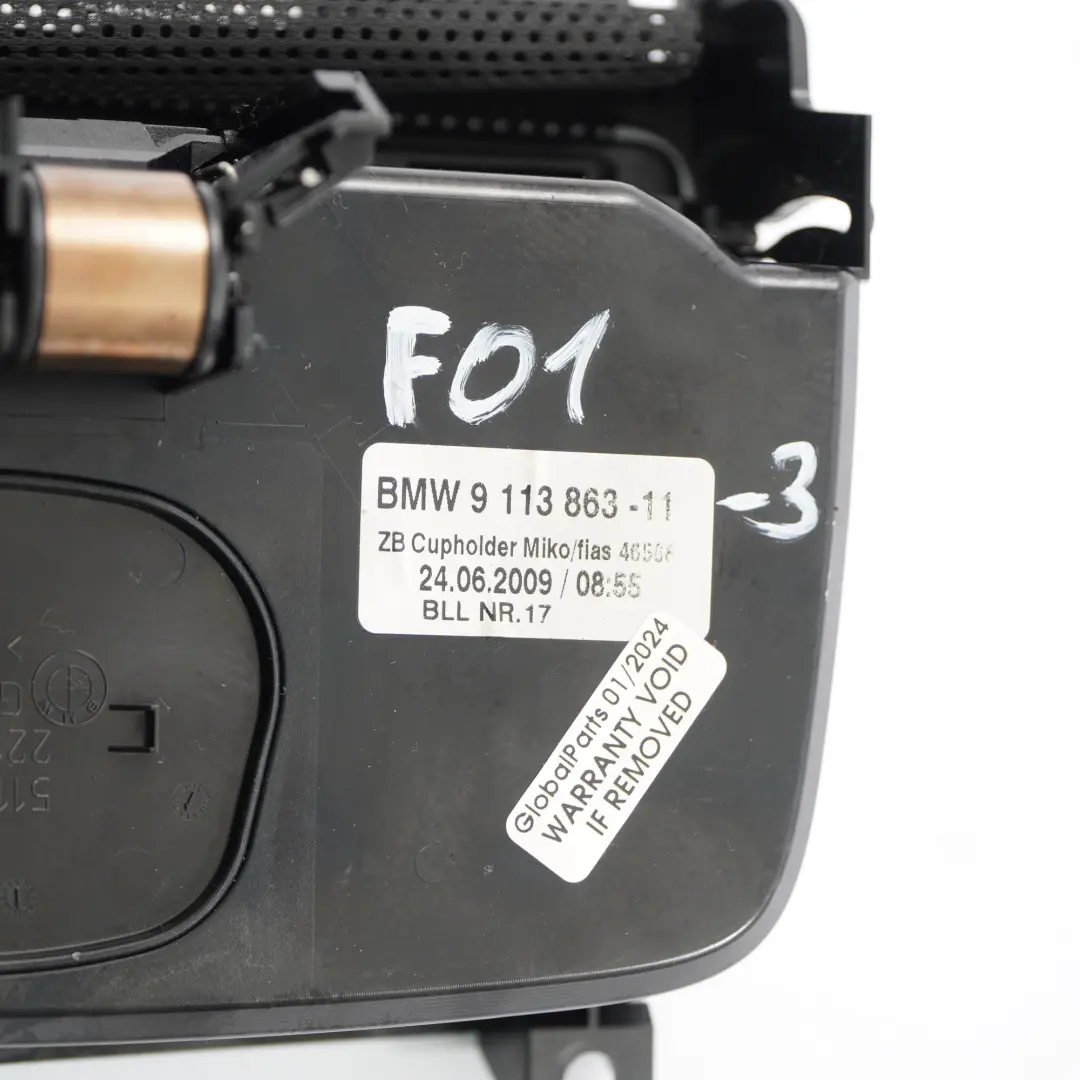 BMW F01 Console centrale anteriore Portabicchieri Vano portaoggetti - SKU 9113863-3 - Numero di parte 9113863