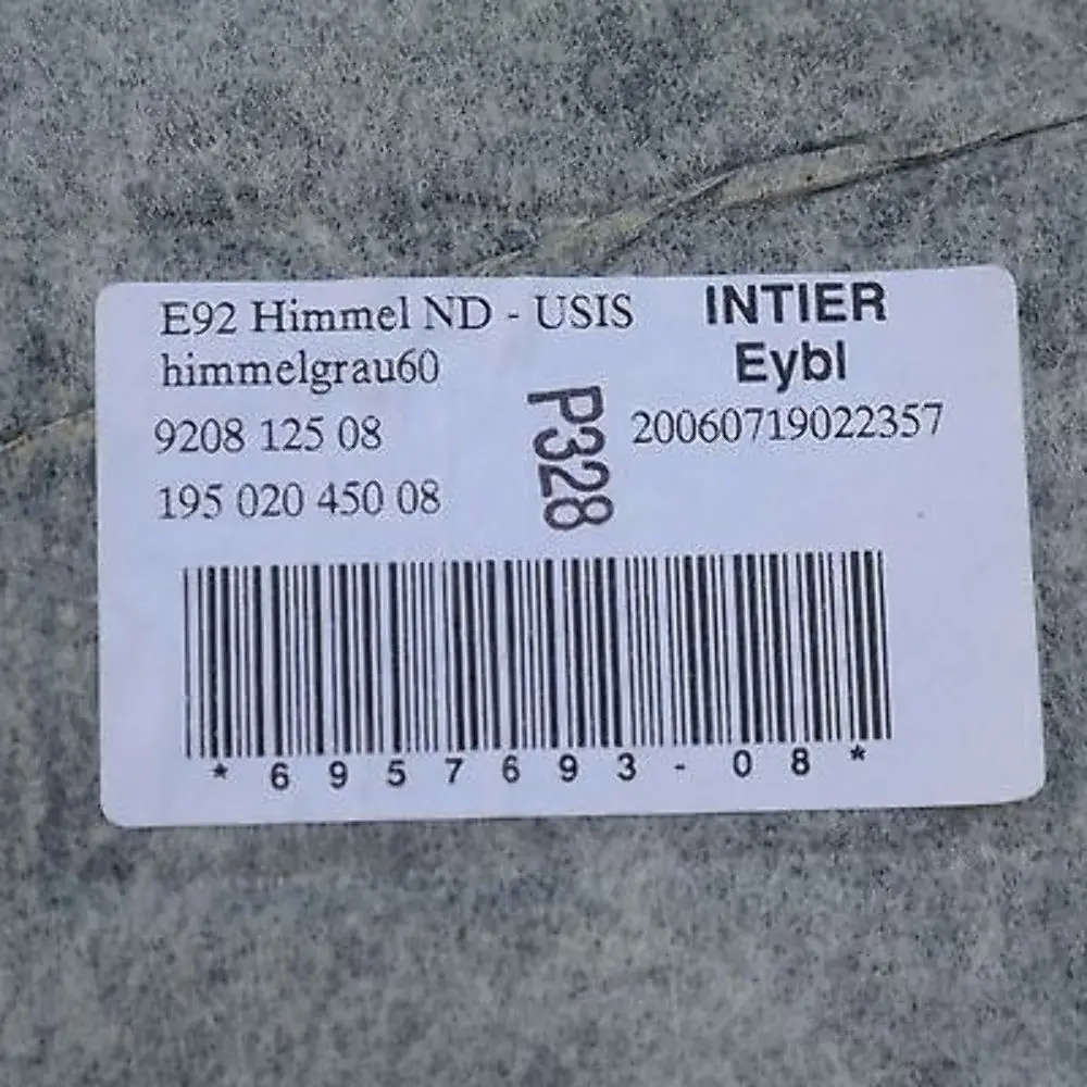 Coupé Headlining Moulded Roof Lining Grau Grey to BMW 3 SERIES E92 E92N LCI with Part number 51449114173 BMW 3 SERIES E92 E92N LCI Coupé Headlining Moulded Roof Lining Grau Grey - SKU 9114173 - Part number 51449114173