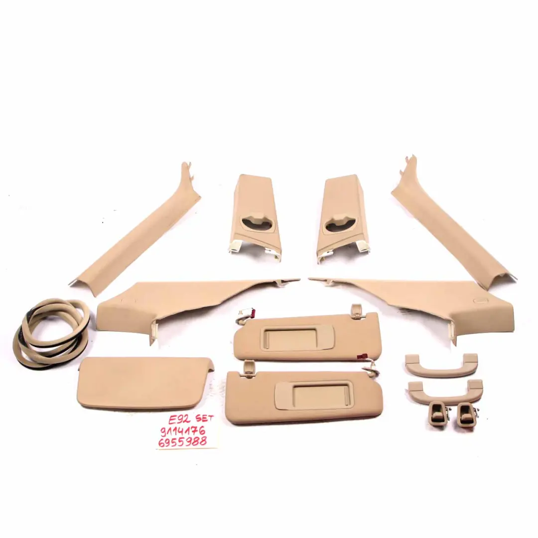 Lining Trims Pillars Covers Handles Panels Front Rear Set Creambeige to BMW E92 with Part number 9114176 BMW E92 Lining Trims Pillars Covers Handles Panels Front Rear Set Creambeige - SKU 9114176-1 - Part number 9114176