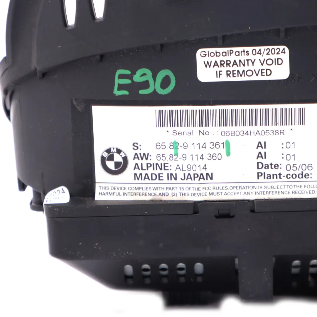 Screen BMW E90 On Board Media Monitor Information Display 8.8" Alpine to with Part number 9114361 Screen BMW E90 On Board Media Monitor Information Display 8.8" Alpine - SKU 9114361 - Part number 9114361