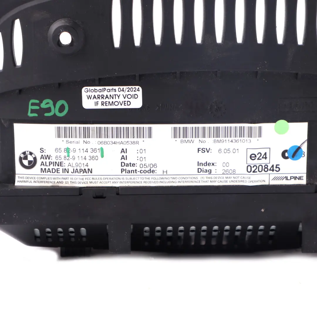 Screen BMW E90 On Board Media Monitor Information Display 8.8" Alpine to with Part number 9114361 Screen BMW E90 On Board Media Monitor Information Display 8.8" Alpine - SKU 9114361 - Part number 9114361