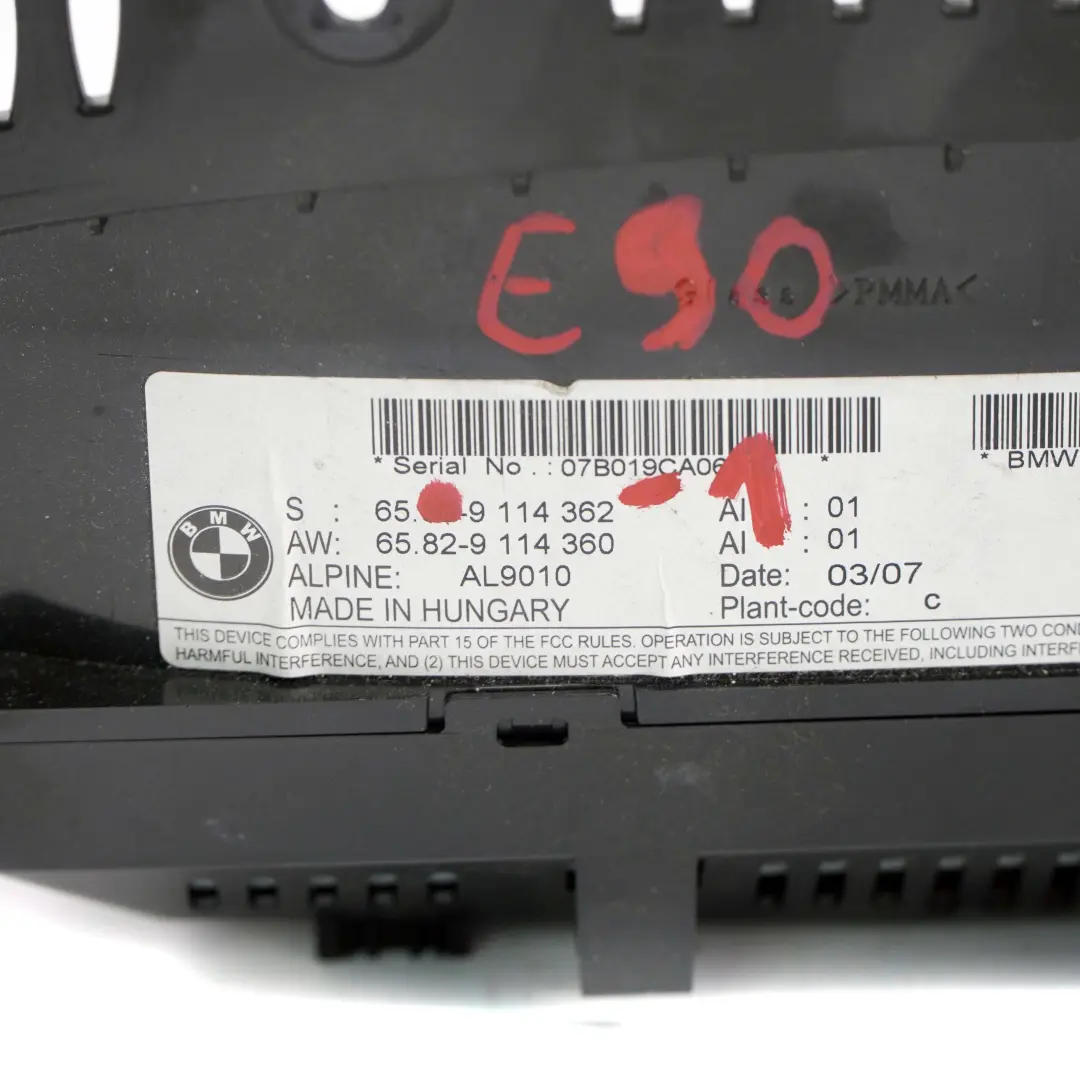 BMW 3 5 6 E60 E63 E90 Dashboard Onboard Monitor Display Screen 8.8 - SKU 9114362-1 - Part number 9114362