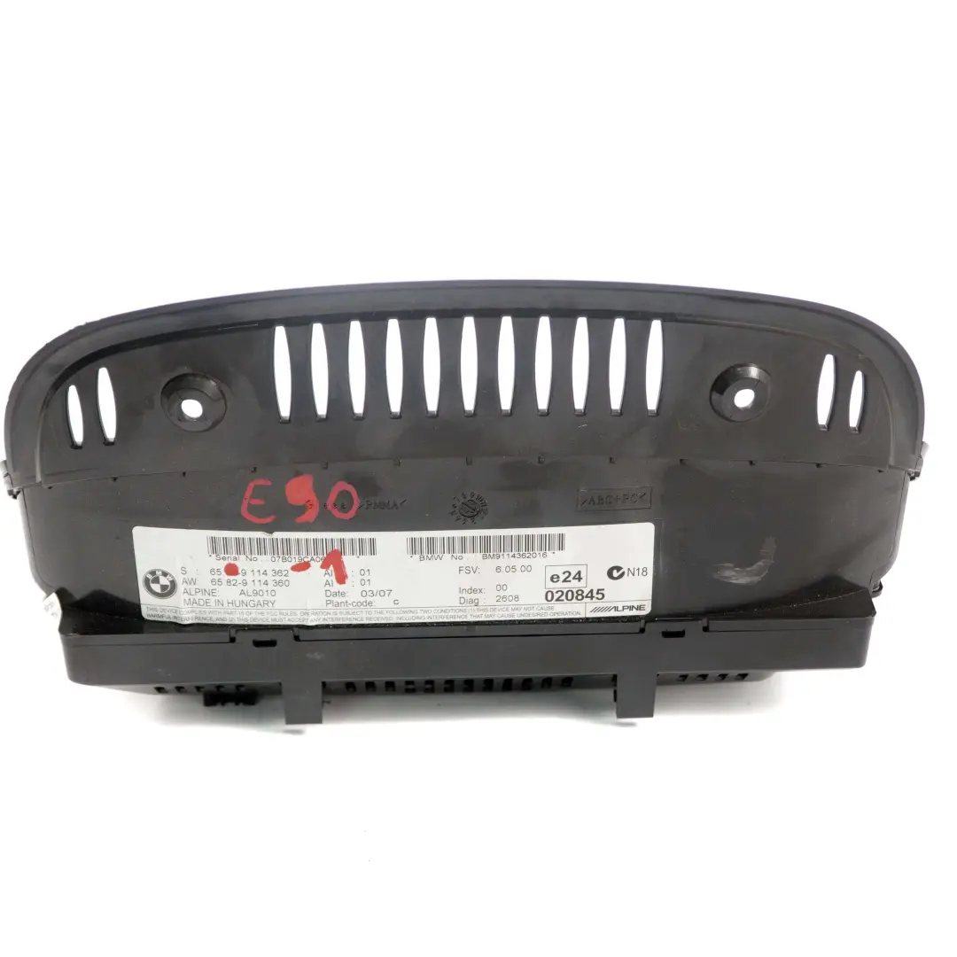 BMW 3 5 6 E60 E63 E90 Bordmonitor 8,8 " Ccc 6582 - SKU 9114362-1 - Numéro de pièce 9114362