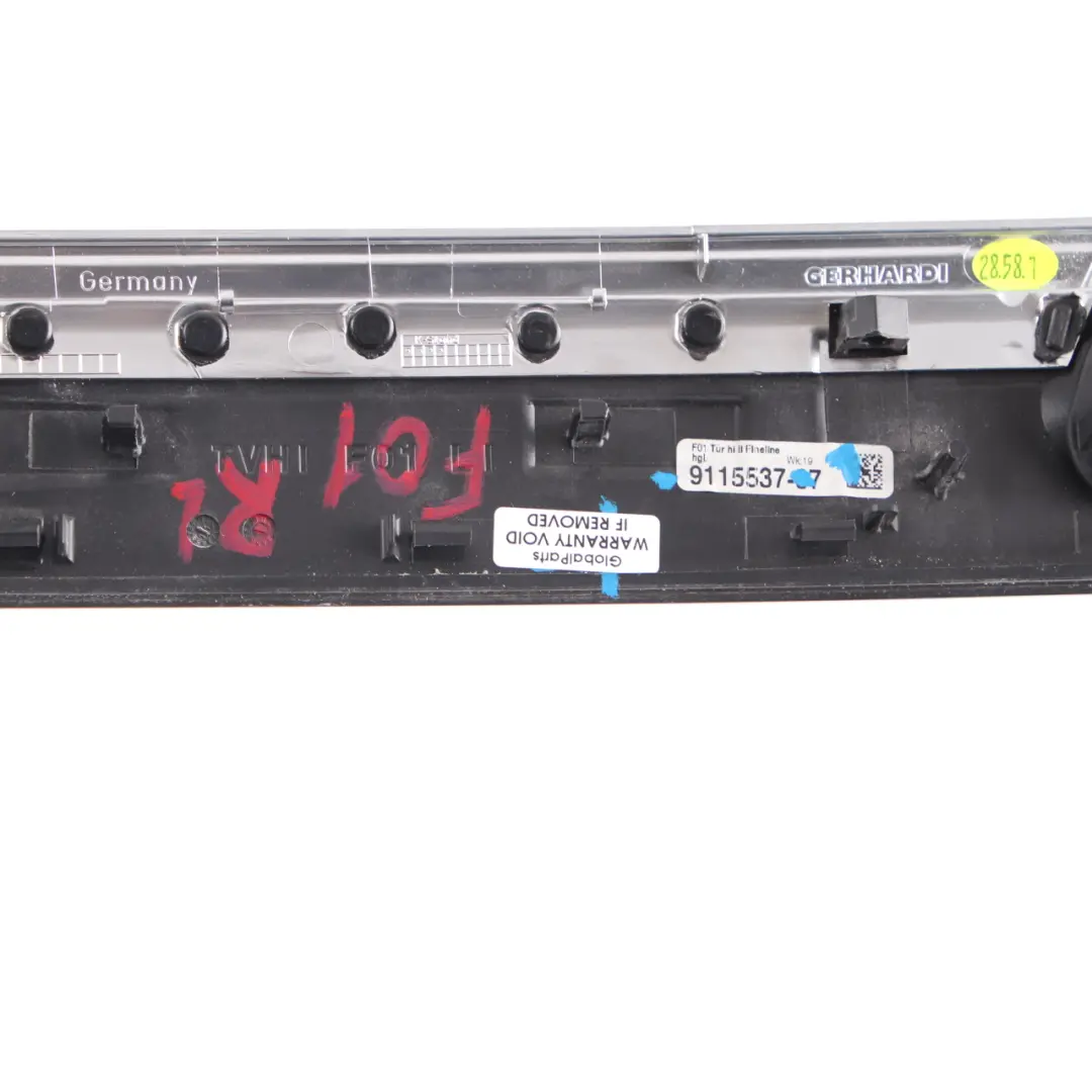 Door Card Trim Cover Strip Rear Left N/S Wood Fineline Gleaming to BMW F01 with Part number 9115537 BMW F01 Door Card Trim Cover Strip Rear Left N/S Wood Fineline Gleaming - SKU 9115537-1 - Part number 9115537