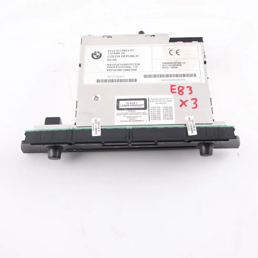 BMW X3 E83 Radio Sistema Navegación CID Unidad Control Reproductor de CD - SKU 9118823 - Número de pieza 9118823