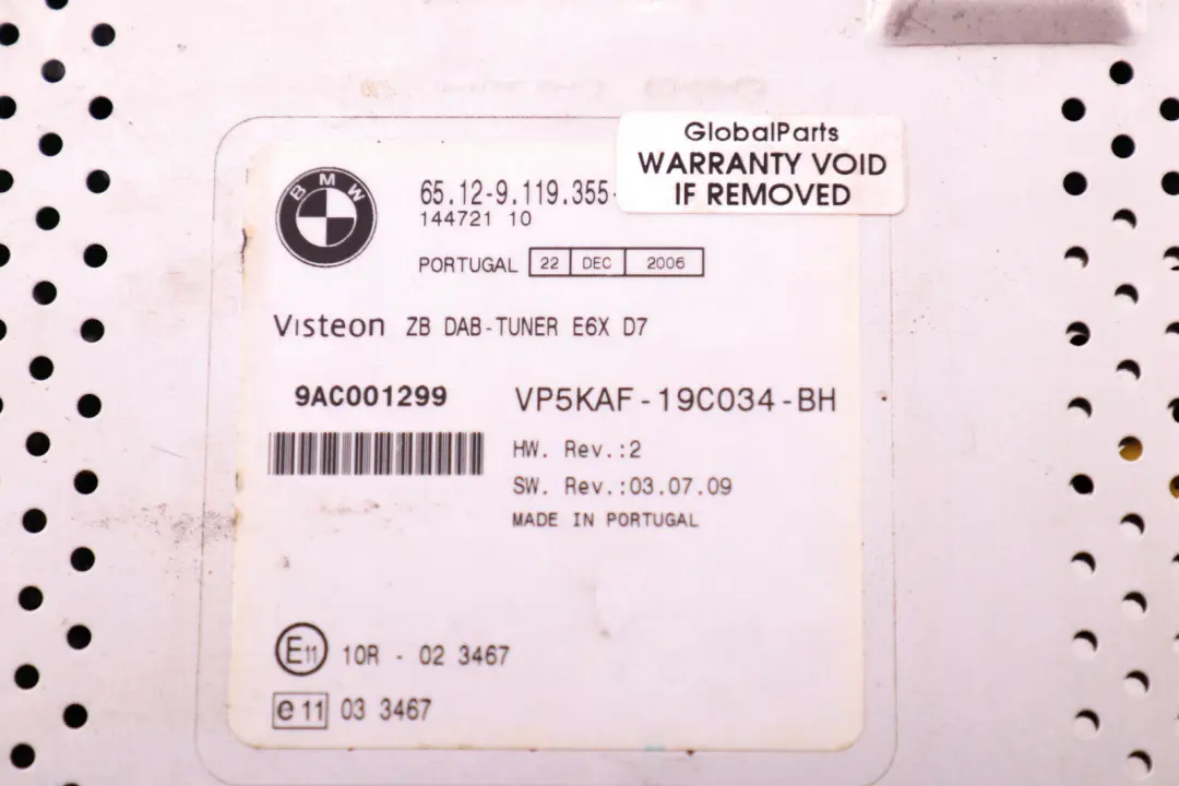 BMW 1 3 5 6 Series E60 E61 E63 E81 E87 E90 E91 DAB Radio Tuner Module - SKU 9119355 - Part number 9119355