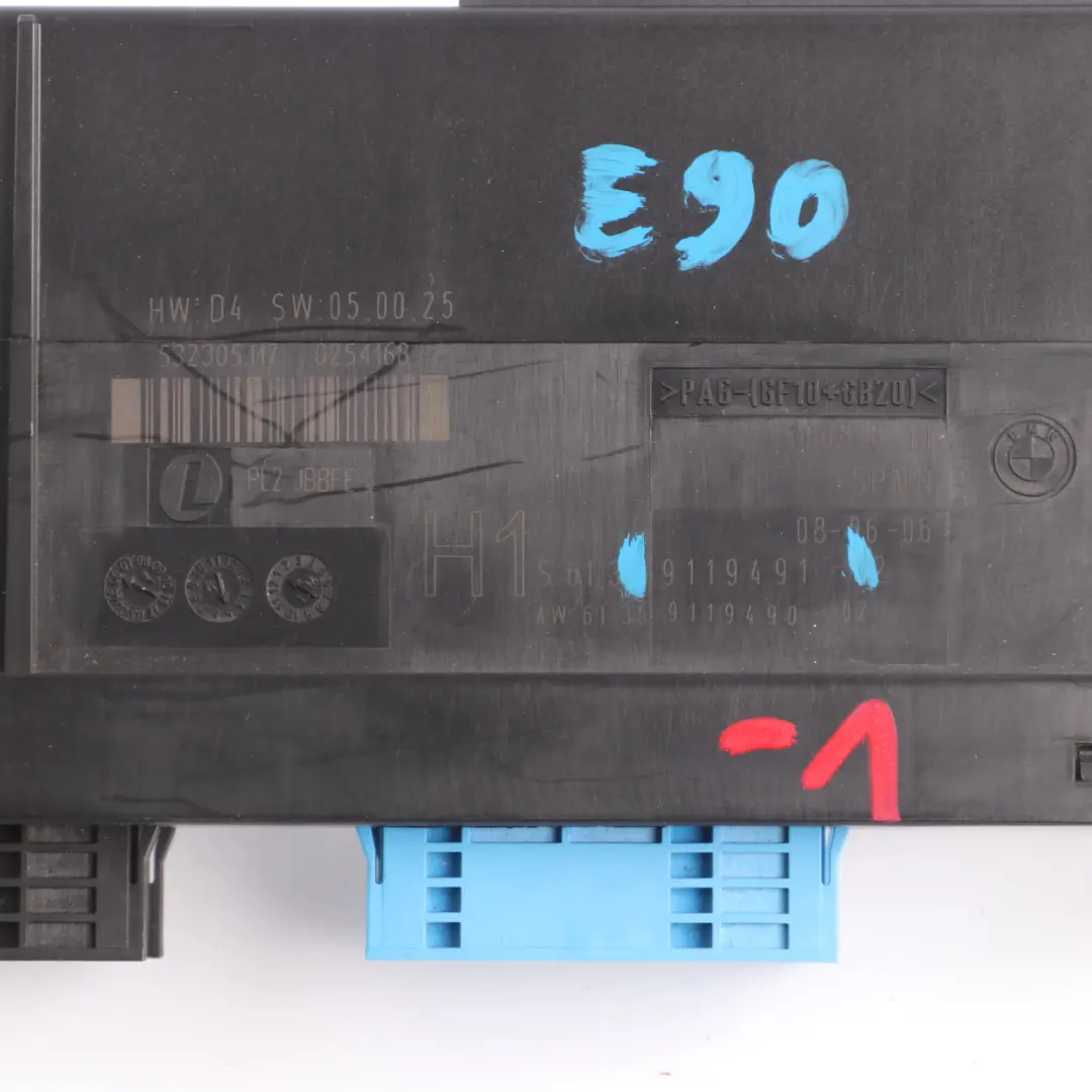 BMW E90 ECU Body Control Module Unit Junction Box H1 PL2 JBBFE - SKU 9119491-1 - Part number 9119491