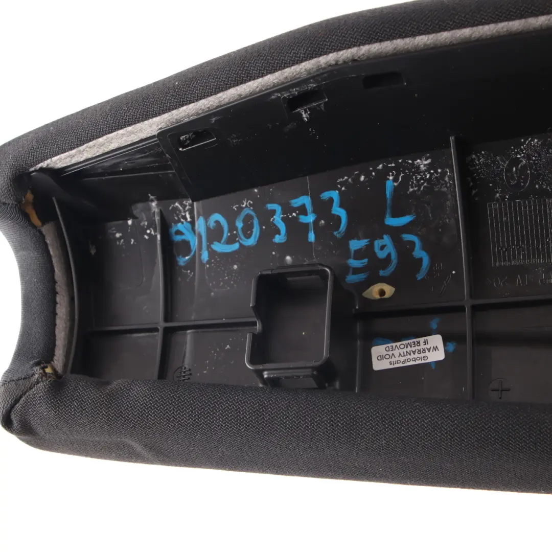 Finition Latérale Siège Arrière Gauche Tissu Anthracite pour BMW E93 Cabrio à propos du numéro de pièce 9120373 BMW E93 Cabrio Finition Latérale Siège Arrière Gauche Tissu Anthracite - SKU 9120373 - Numéro de pièce 9120373