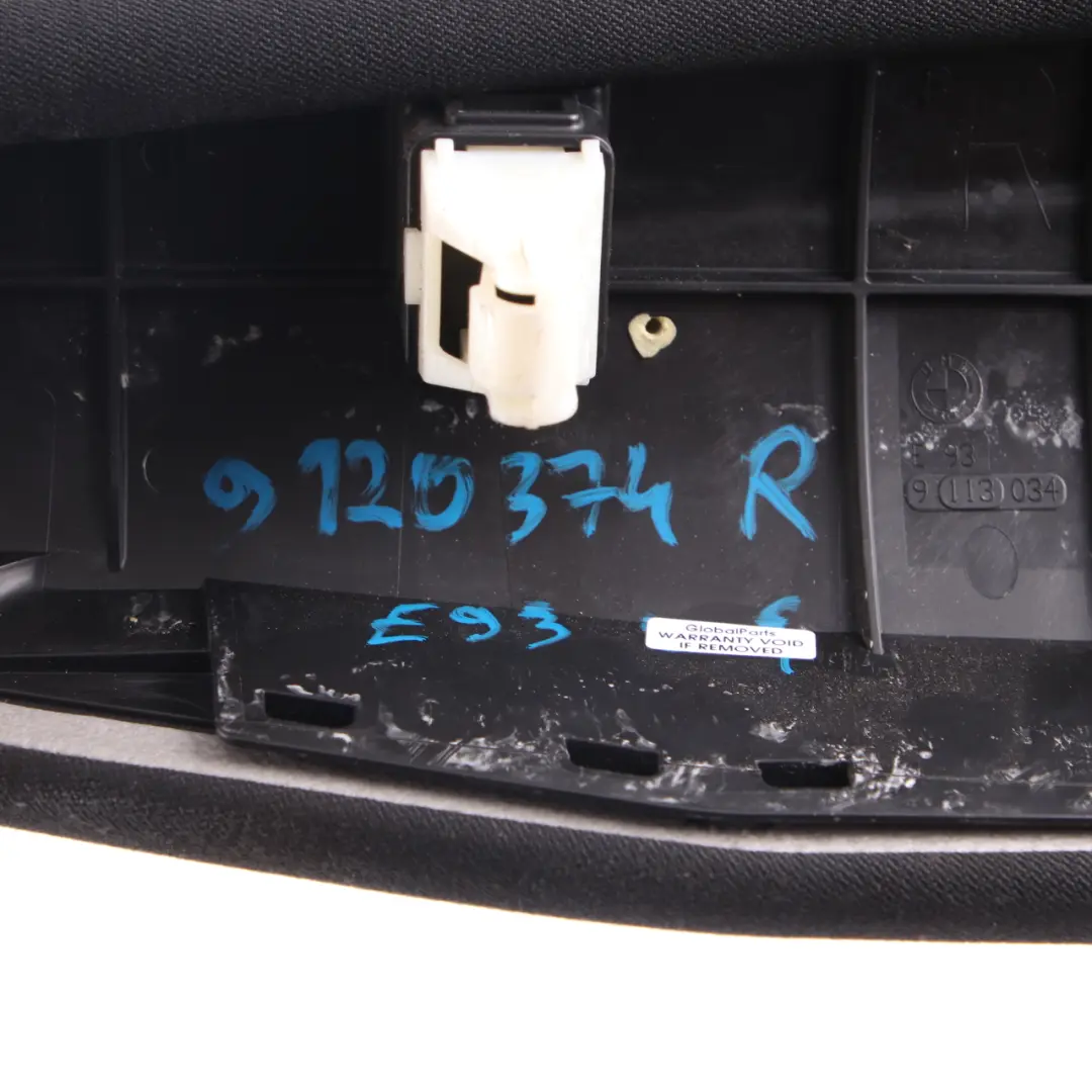  Finitura Laterale BMW E93 Cabrio Sedile Posteriore Destro Tessuto Antracite - SKU 9120374 - Numero di parte 9120374