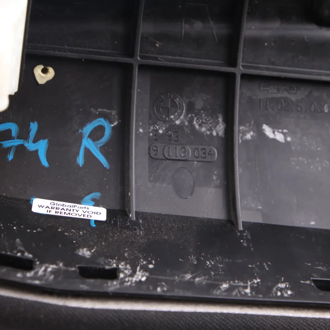 Acabado Asiento Trasero Derecho Lateral Tela Antracita para BMW E93 Cabrio con número de pieza 9120374 BMW E93 Cabrio Acabado Asiento Trasero Derecho Lateral Tela Antracita - SKU 9120374 - Número de pieza 9120374