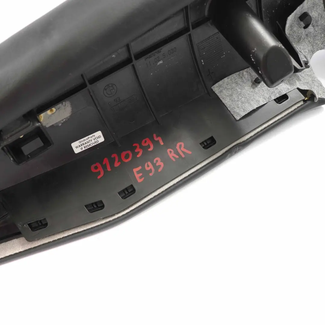 Lateral Arriere Droite Cuir Walknappa Noir pour BMW E93 Cabriolet à propos du numéro de pièce 9120394 BMW E93 Cabriolet Lateral Arriere Droite Cuir Walknappa Noir - SKU 9120394 - Numéro de pièce 9120394