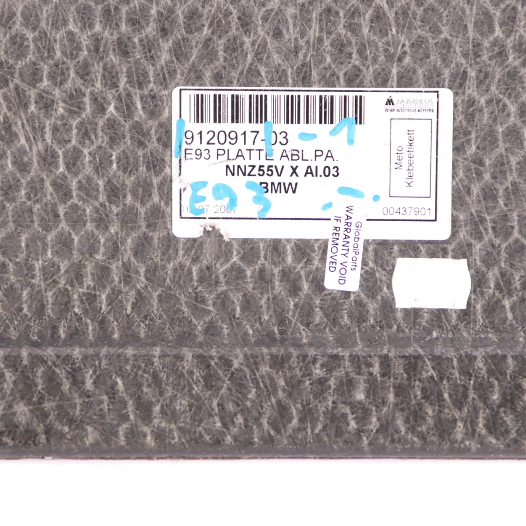 BMW E93 Cabrio Kofferraum Trunk Gepäckraumverkleidung - SKU 9120917-1 - Teilenummer 9120917