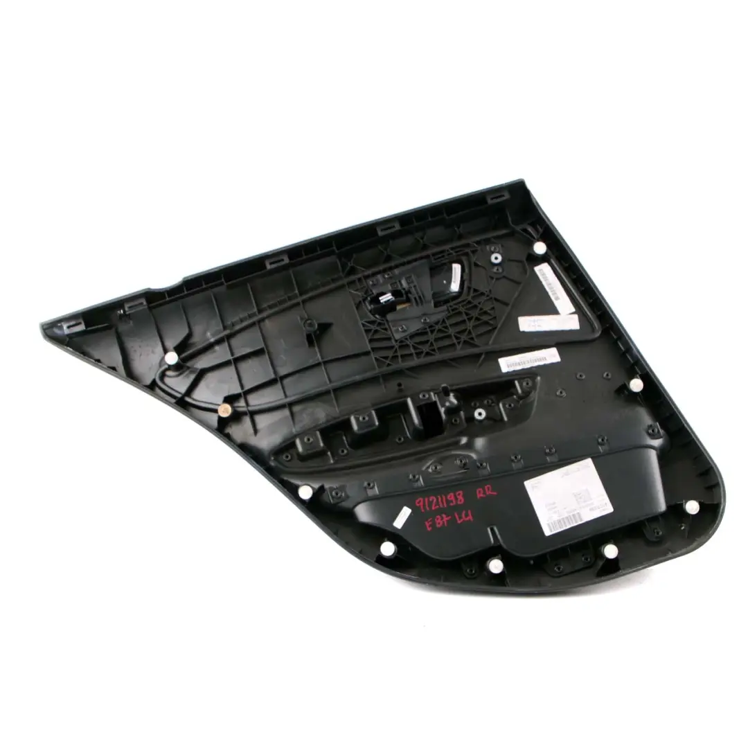 Right O/S Door Card Trim Panel Fabric Network Cranberry-Red to BMW E87 LCI Rear with Part number 9121198 BMW E87 LCI Rear Right O/S Door Card Trim Panel Fabric Network Cranberry-Red - SKU 9121198 - Part number 9121198