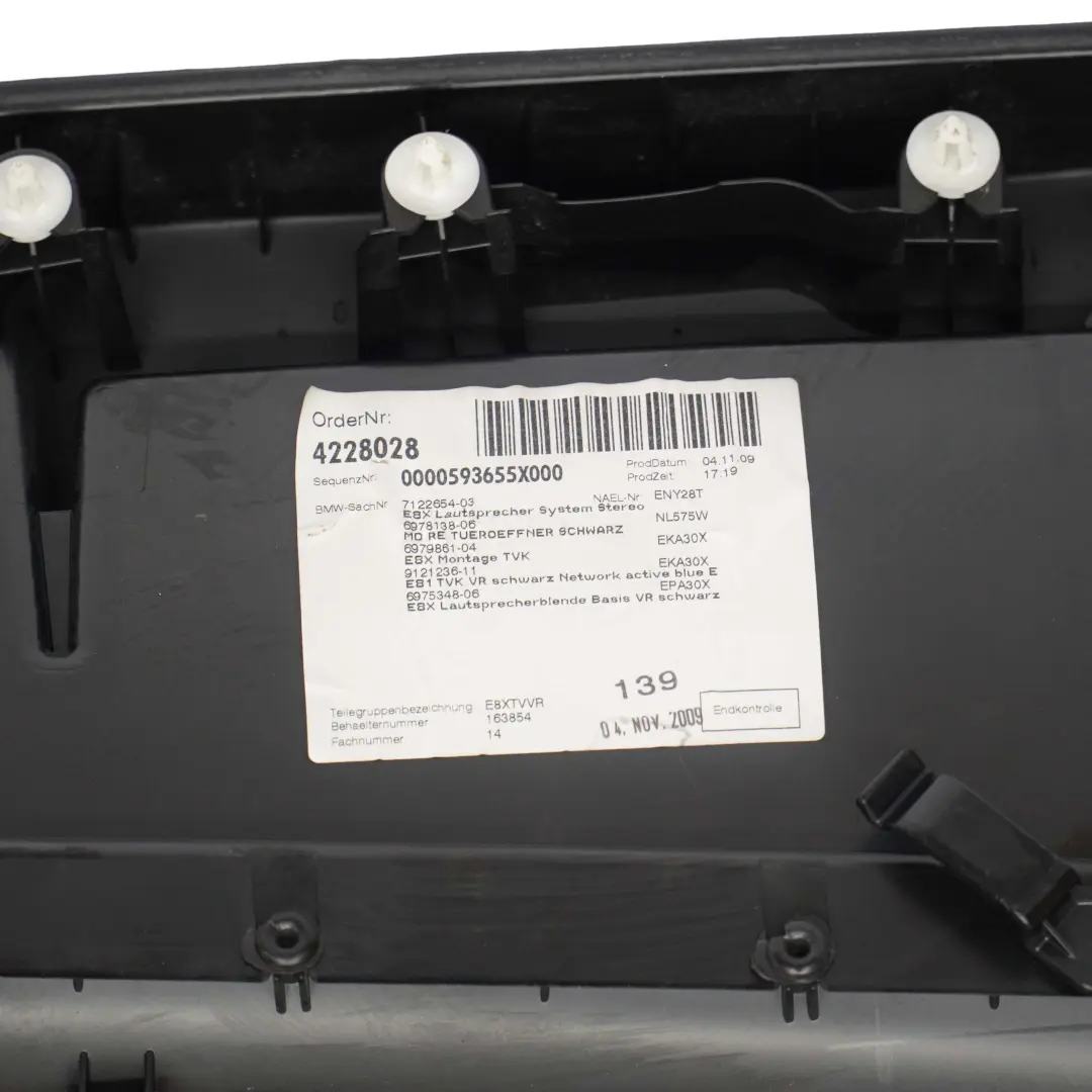 BMW E81 E82 Puerta Delantera Derecha Forro Tarjeta Tela Red Monaco Azul - SKU 9121236 - Número de pieza 9121236