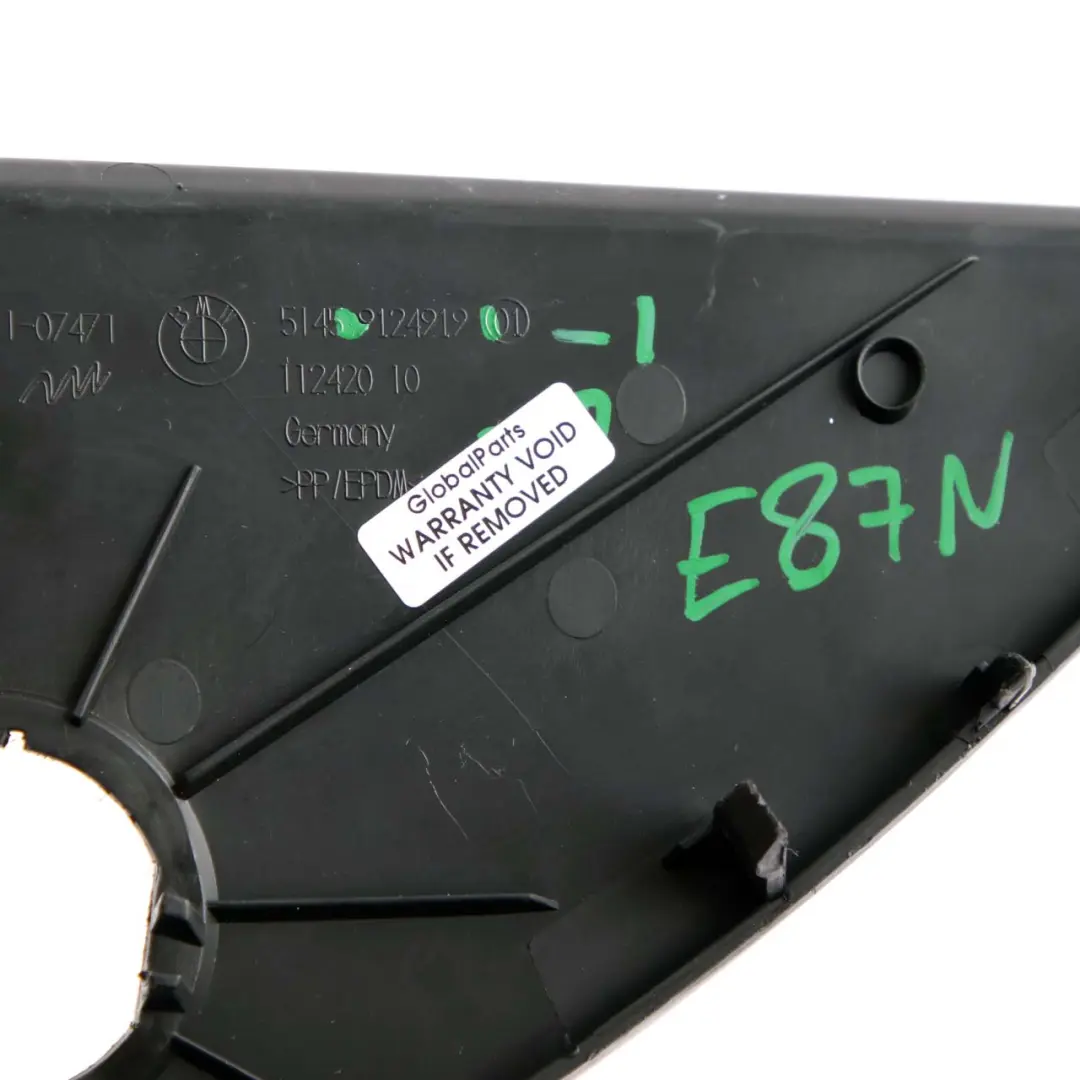 Cover Dashboard BMW E87N LCI 1 Left N/S Trim End Cap Black 9124919 - SKU 9124919-1 - Part number 6982531