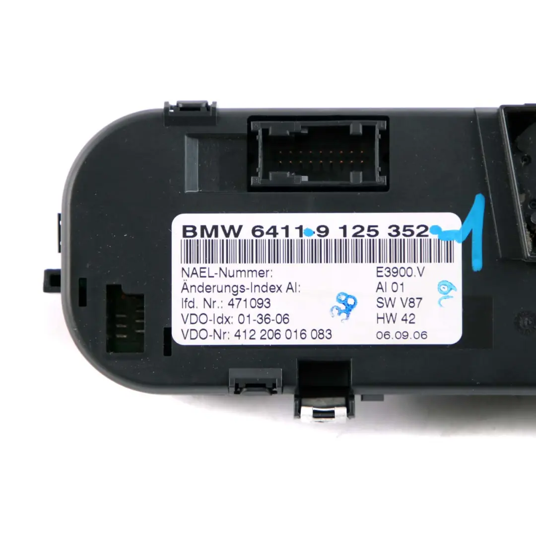 A/C Air Conditioning Control 9125352 to BMW Z4 Series E85 Roadster Automatic with Part number 7891040 BMW Z4 Series E85 Roadster Automatic A/C Air Conditioning Control 9125352 - SKU 9125352-1 - Part number 7891040