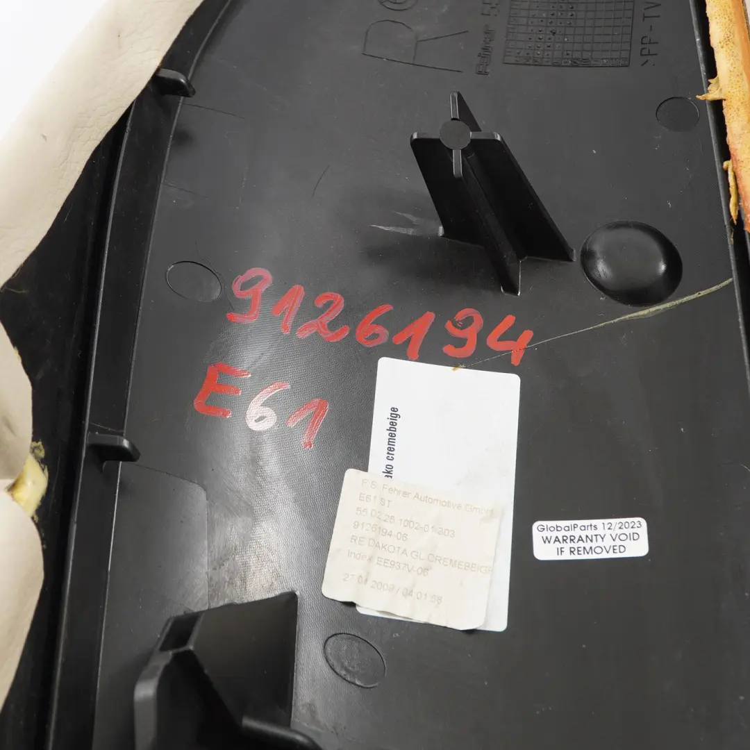 BMW E61 Side Finisher Rear Seat Right O/S Lateral Trim Cream Beige Leather - SKU 9126194 - Part number 9126194