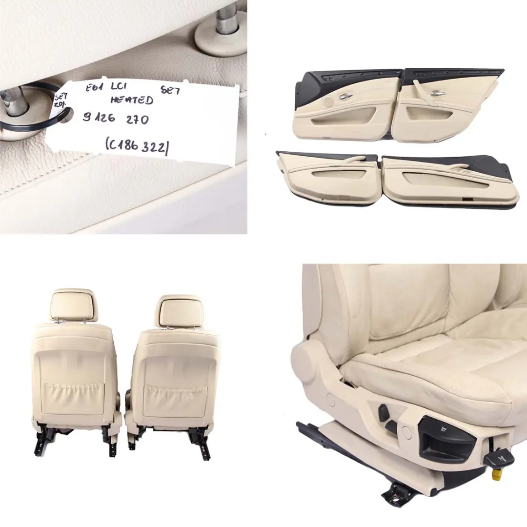 Seats BMW E61 LCI Heated Creambeige Cream Beige Leather Front Rear Seat Set to with Part number 9126270 Seats BMW E61 LCI Heated Creambeige Cream Beige Leather Front Rear Seat Set - SKU 9126270 - Part number 9126270