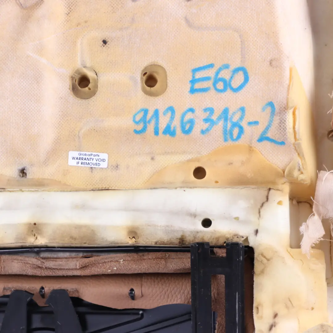 BMW 5 E60 E61 2 Front Left Right Sport Seat Leather Cover Panel Natural Brown - SKU 9126318-2 - Part number 9126318