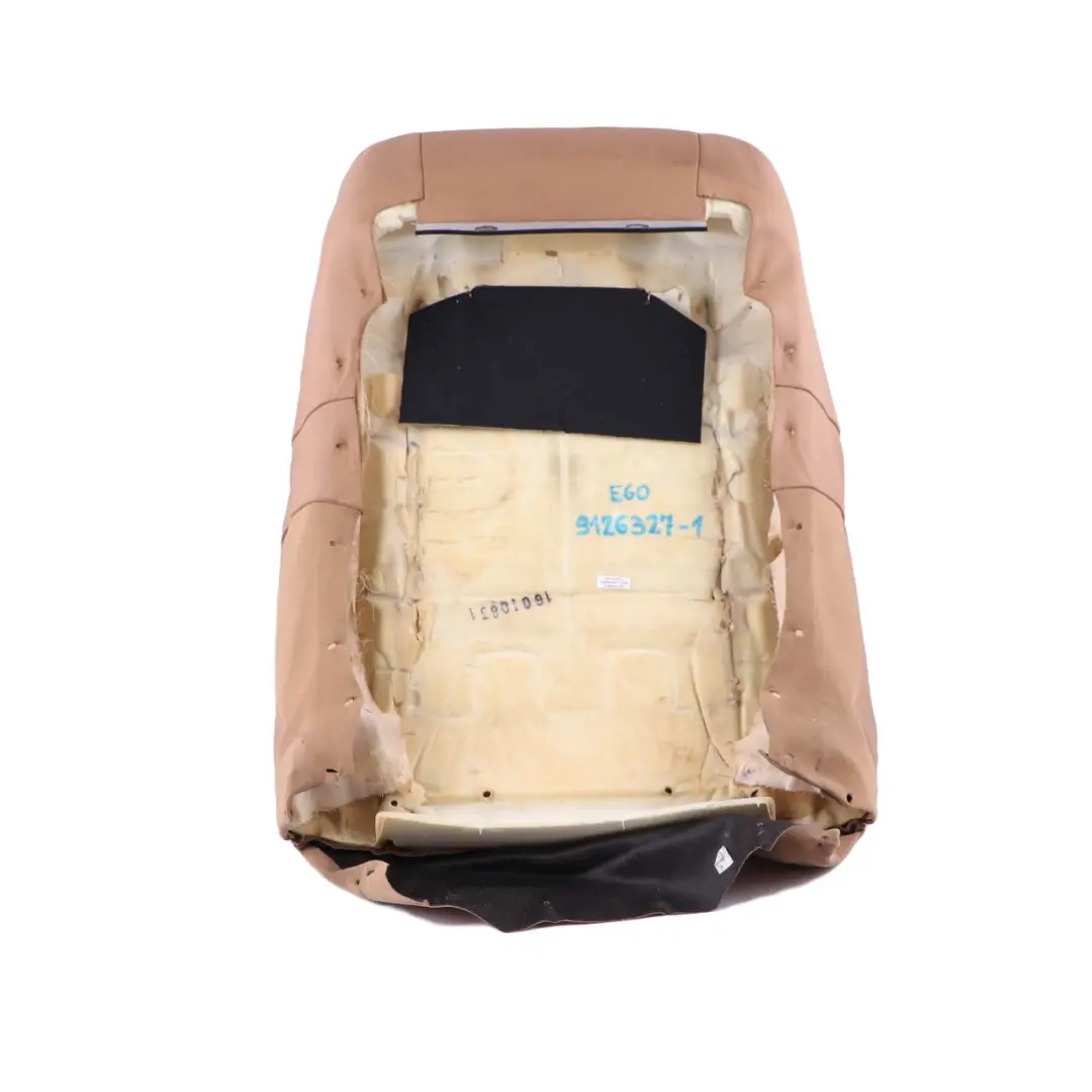 BMW 5 E60 E61 1 Front Sport Seat Backrest Leather Cover Panel Natural Brown - SKU 9126327-1 - Part number 9126327