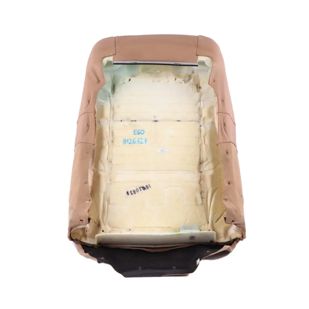 BMW 5 E60 E61 Front Sport Seat Backrest Leather Cover Panel Natural Brown - SKU 9126327 - Part number 9126327