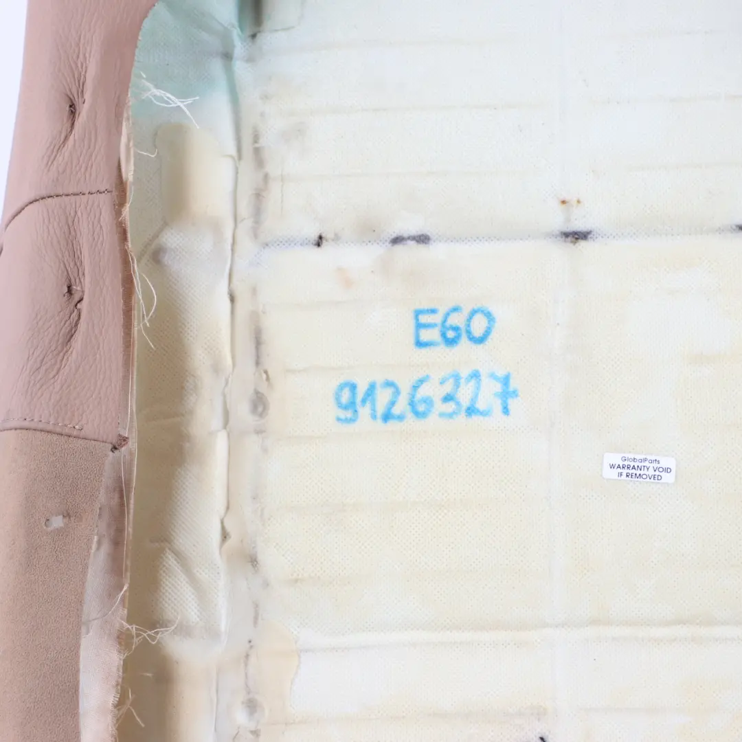 BMW 5 E60 E61 Front Sport Seat Backrest Leather Cover Panel Natural Brown - SKU 9126327 - Part number 9126327