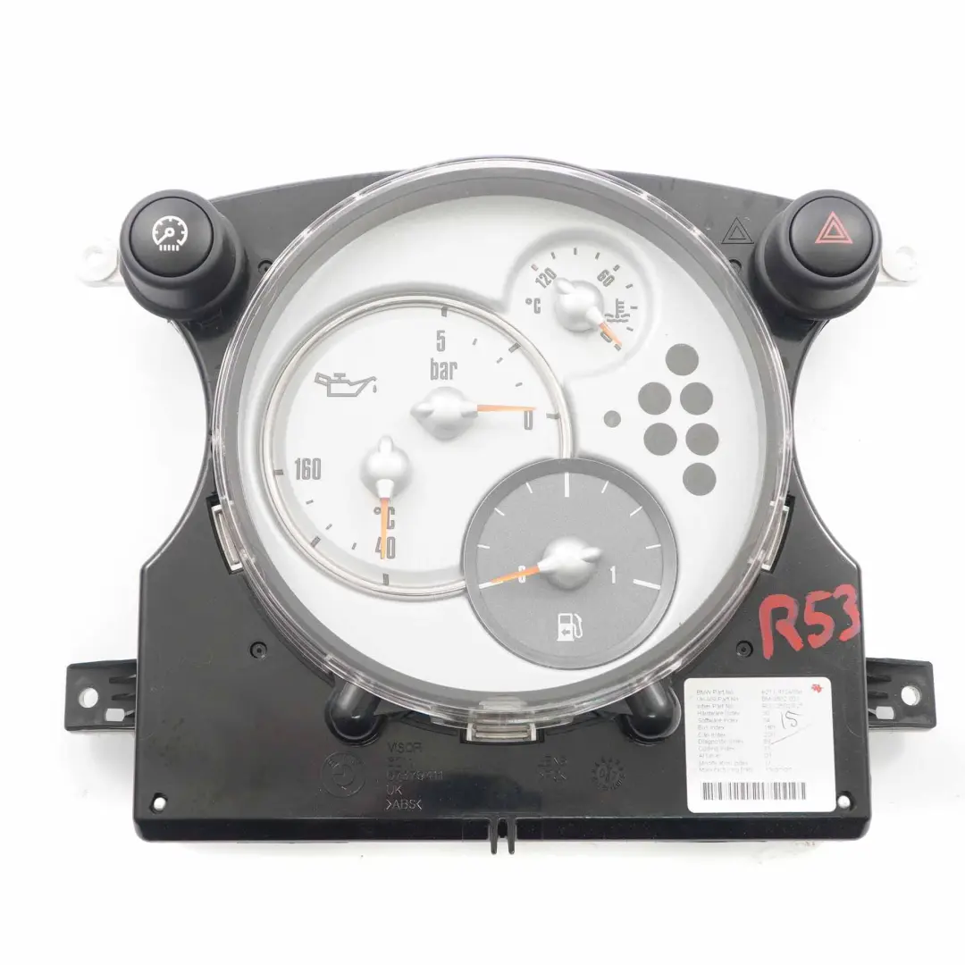 Cluster strumenti Mini Cooper One R50 R52 R53 Pacchetto Chrono per con numero di parte 9126996 Cluster strumenti Mini Cooper One R50 R52 R53 Pacchetto Chrono - SKU 9126996 - Numero di parte 9126996