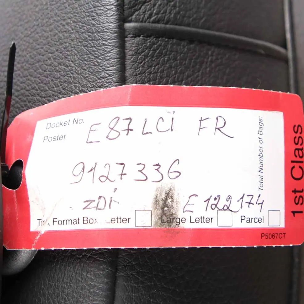 £BMW E87 LCI Black Leather Front Right O/S Interior Seat to with Part number 9127336 £BMW E87 LCI Black Leather Front Right O/S Interior Seat - SKU 9127336 - Part number 9127336