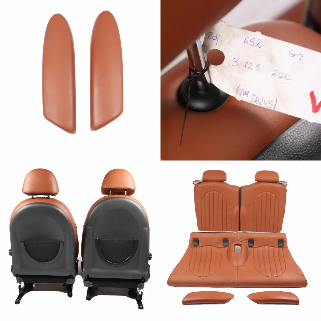  Seats Mini Cooper R52 Sport Malt Brown Leather English Front Rear Seat Sidewalk - SKU 9128200 - Part number 9128200
