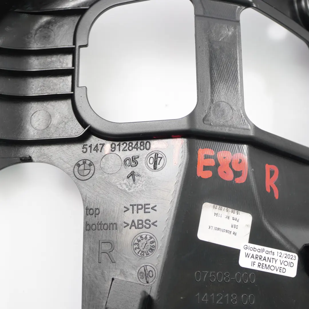 Trim Cover Boot Panel Interior Right O/S to BMW Z4 Series E89 Roadster with Part number 9128480 BMW Z4 Series E89 Roadster Trim Cover Boot Panel Interior Right O/S - SKU 9128480-1 - Part number 9128480