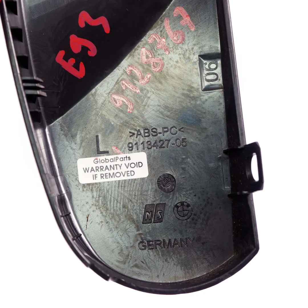 BMW E93 Cabrio Vordersitz Links Innen Blende Abdeckung Schwarz 9113427 - SKU 9128767 - Teilenummer 9128767