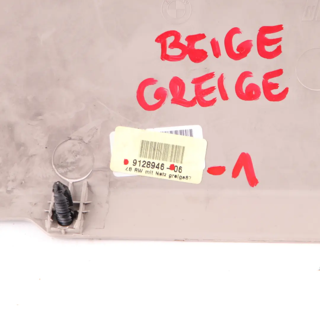 Front Seat Panel BMW E81 E82 E87N E88 Rear Panel With Net Bag Beige Greige87 to with Part number 9128946 Front Seat Panel BMW E81 E82 E87N E88 Rear Panel With Net Bag Beige Greige87 - SKU 9128946-1 - Part number 9128946