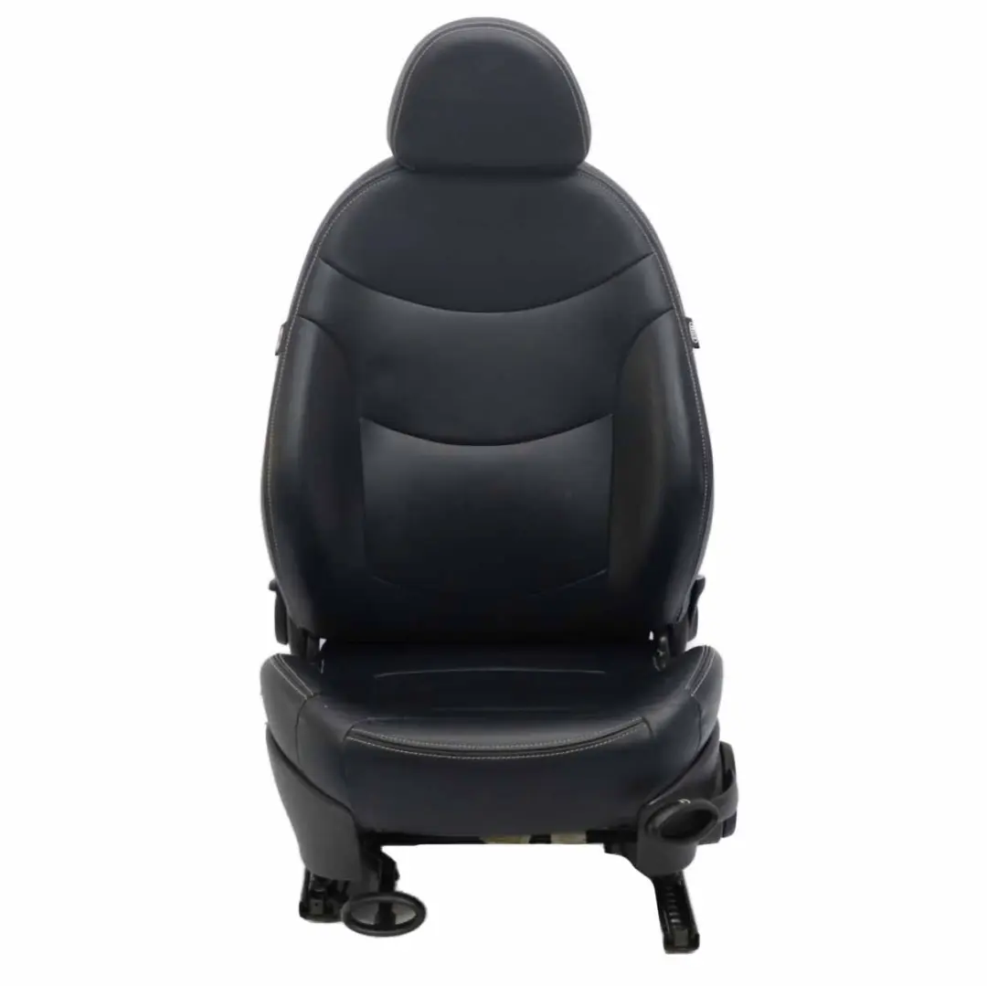 Front Seat Mini Cooper R50 R52 R53 Heated Left N/S Leather Dark Blue White Seam to with Part number 9128961 Front Seat Mini Cooper R50 R52 R53 Heated Left N/S Leather Dark Blue White Seam - SKU 9128961-1 - Part number 9128961