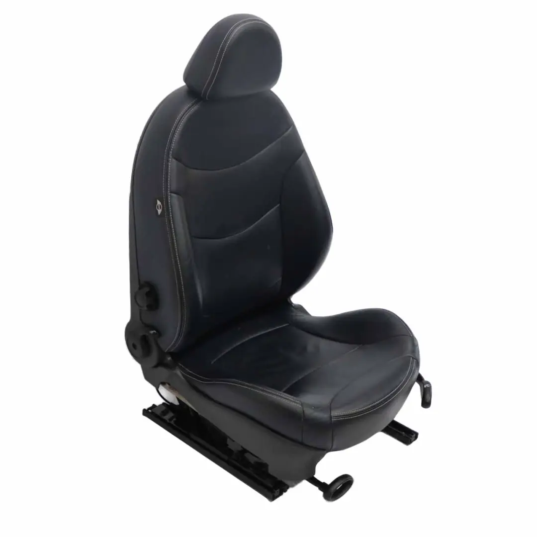 Front Seat Mini Cooper R50 R52 R53 Heated Left N/S Leather Dark Blue White Seam to with Part number 9128961 Front Seat Mini Cooper R50 R52 R53 Heated Left N/S Leather Dark Blue White Seam - SKU 9128961-1 - Part number 9128961
