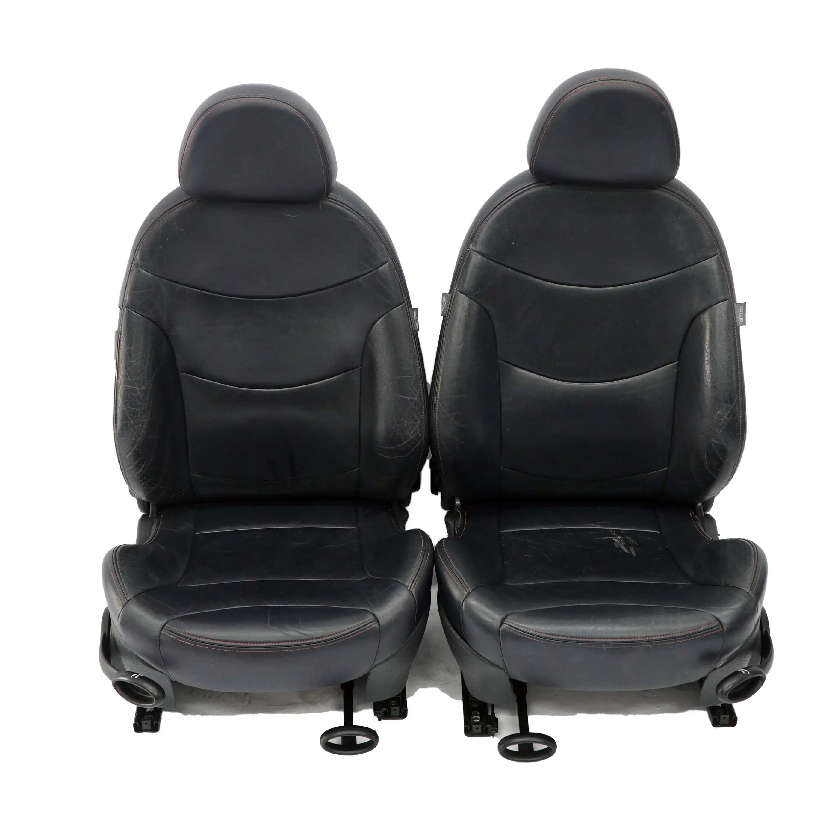 Mini Cooper R50 R52 Sport Sedili Pelle Sedile Dx SX Blu Scuro Cucitura Arancione