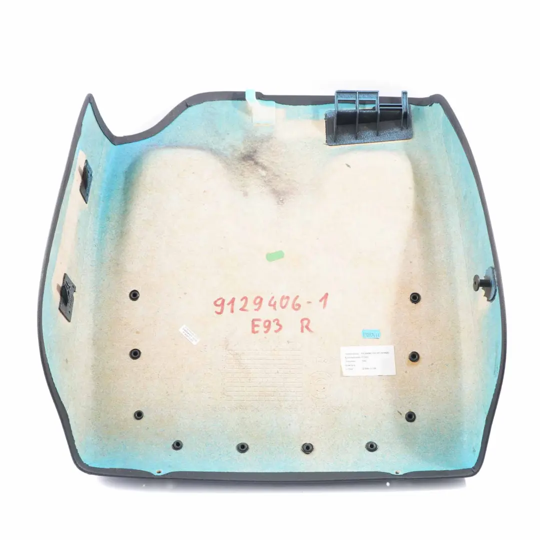 Revetement de panneau de garniture du dossier du siege avant gauche Noir pour BMW E93 à propos du numéro de pièce 9129406 BMW E93 Revetement de panneau de garniture du dossier du siege avant gauche Noir - SKU 9129406-1 - Numéro de pièce 9129406