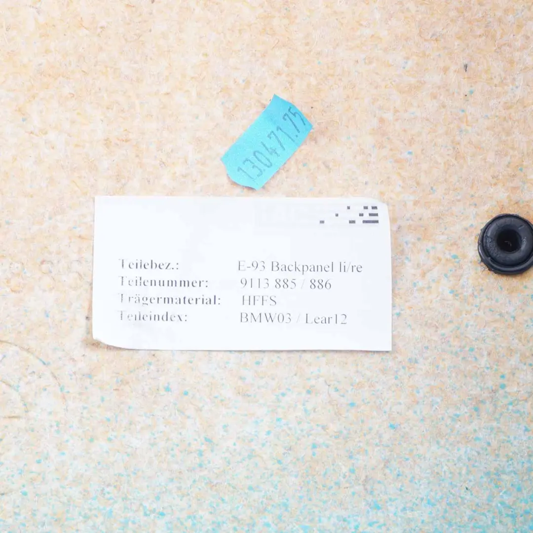 Respaldo Asiento Delantero Derecho Panel Trasero Asiento Negro para BMW E93 con número de pieza 9129406 BMW E93 Respaldo Asiento Delantero Derecho Panel Trasero Asiento Negro - SKU 9129406 - Número de pieza 9129406