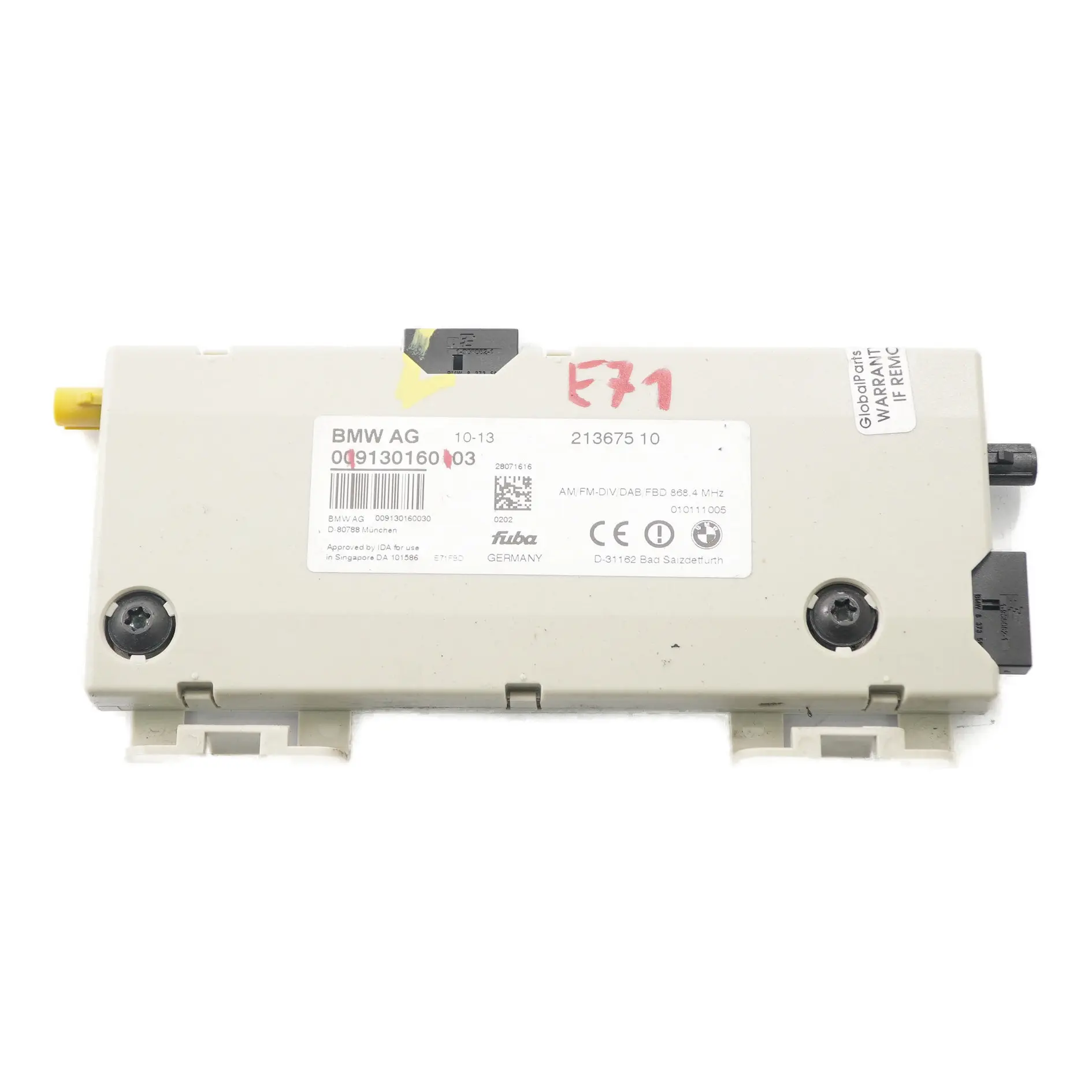 BMW X6 E71 Antena Amplificador Diversity Control Unit Módulo 868 MHZ 9130160