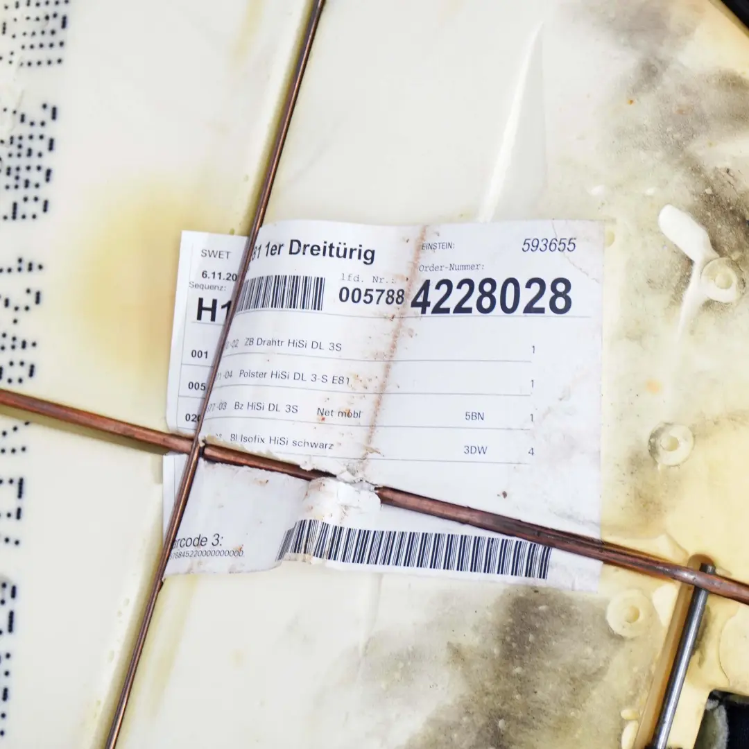 Asiento Trasero Interior Banco Funda Tela Red Azul para BMW E81 E82 con número de pieza 9131877 BMW E81 E82 Asiento Trasero Interior Banco Funda Tela Red Azul - SKU 9131877 - Número de pieza 9131877