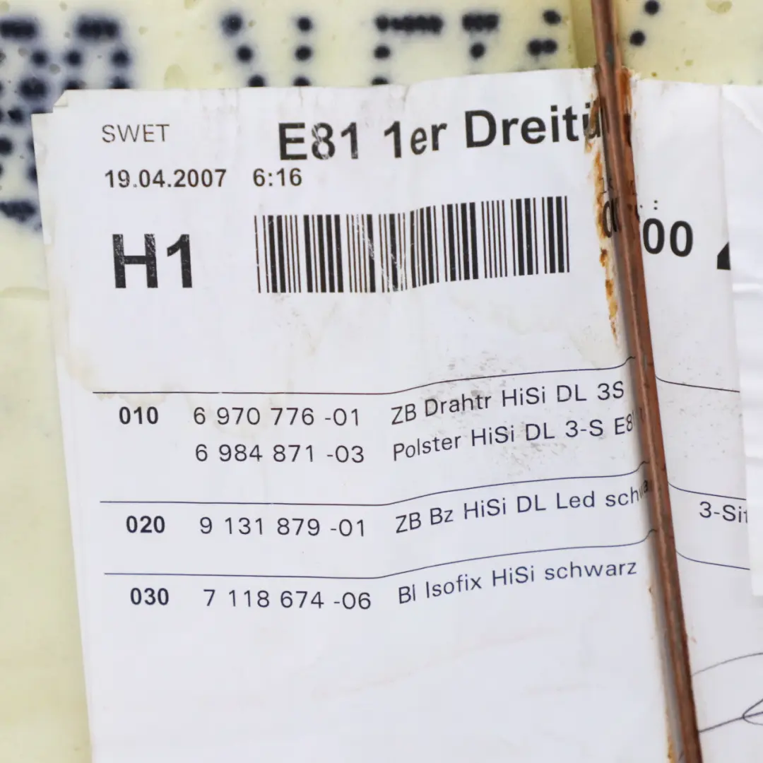 Rücksitz Innenraum Sitzbank Couch Schwarz Leder Boston für BMW E81 Coupe mit Teilenummer 9131879 BMW E81 Coupe Rücksitz Innenraum Sitzbank Couch Schwarz Leder Boston - SKU 9131879-1 - Teilenummer 9131879