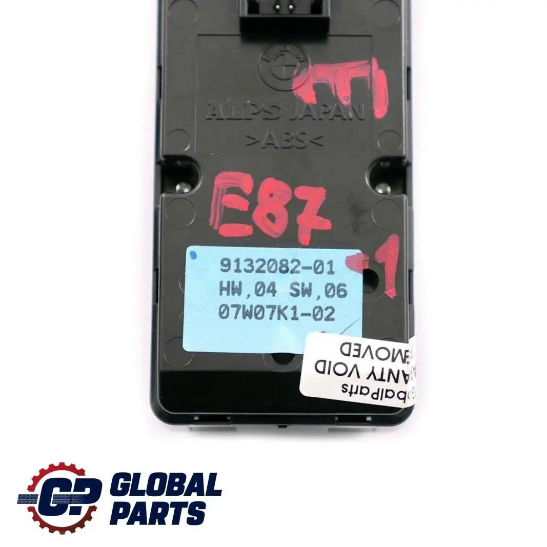 Interruptor Elevador del Parabrisas Lado del Conductor para BMW E87 E87N LCI con número de pieza 9132082 BMW E87 E87N LCI Interruptor Elevador del Parabrisas Lado del Conductor - SKU 9132082-1 - Número de pieza 9132082