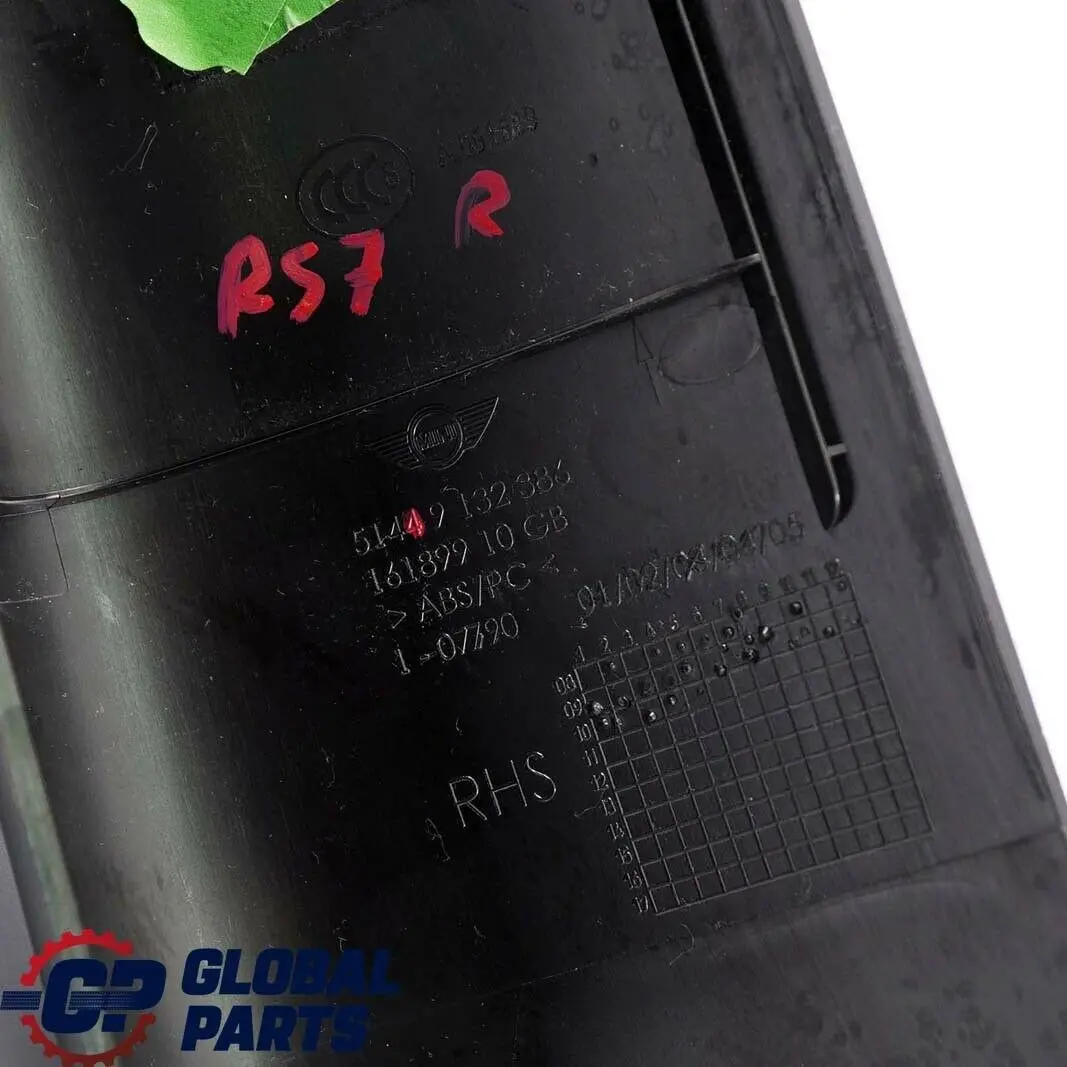 A-Column Right O/S Black to Mini R57 LCI Cover with Part number 9132386 Mini R57 LCI Cover A-Column Right O/S Black - SKU 9132386 - Part number 9132386