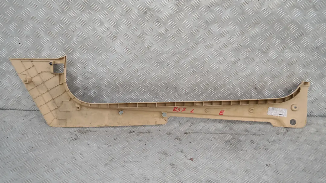 Lateral Trim Panel Bottom Front Kick Left N/S Tuscan Beige to BMW Mini R57 Cabrio with Part number 9133681 BMW Mini R57 Cabrio Lateral Trim Panel Bottom Front Kick Left N/S Tuscan Beige - SKU 9133681 - Part number 9133681