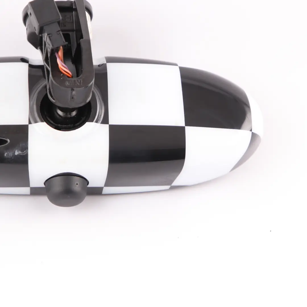 Rear View Mirror Mini R55 R56 Checkered Manual Interior Radio 868 - SKU 9134358-CHK - Part number 9134358