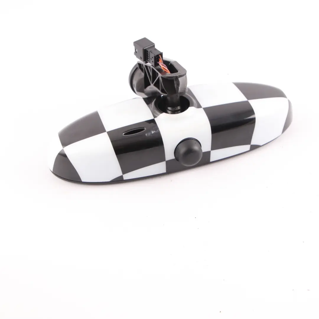 Rear View Mirror Mini R55 R56 Checkered Manual Interior Radio 868 - SKU 9134358-CHK - Part number 9134358