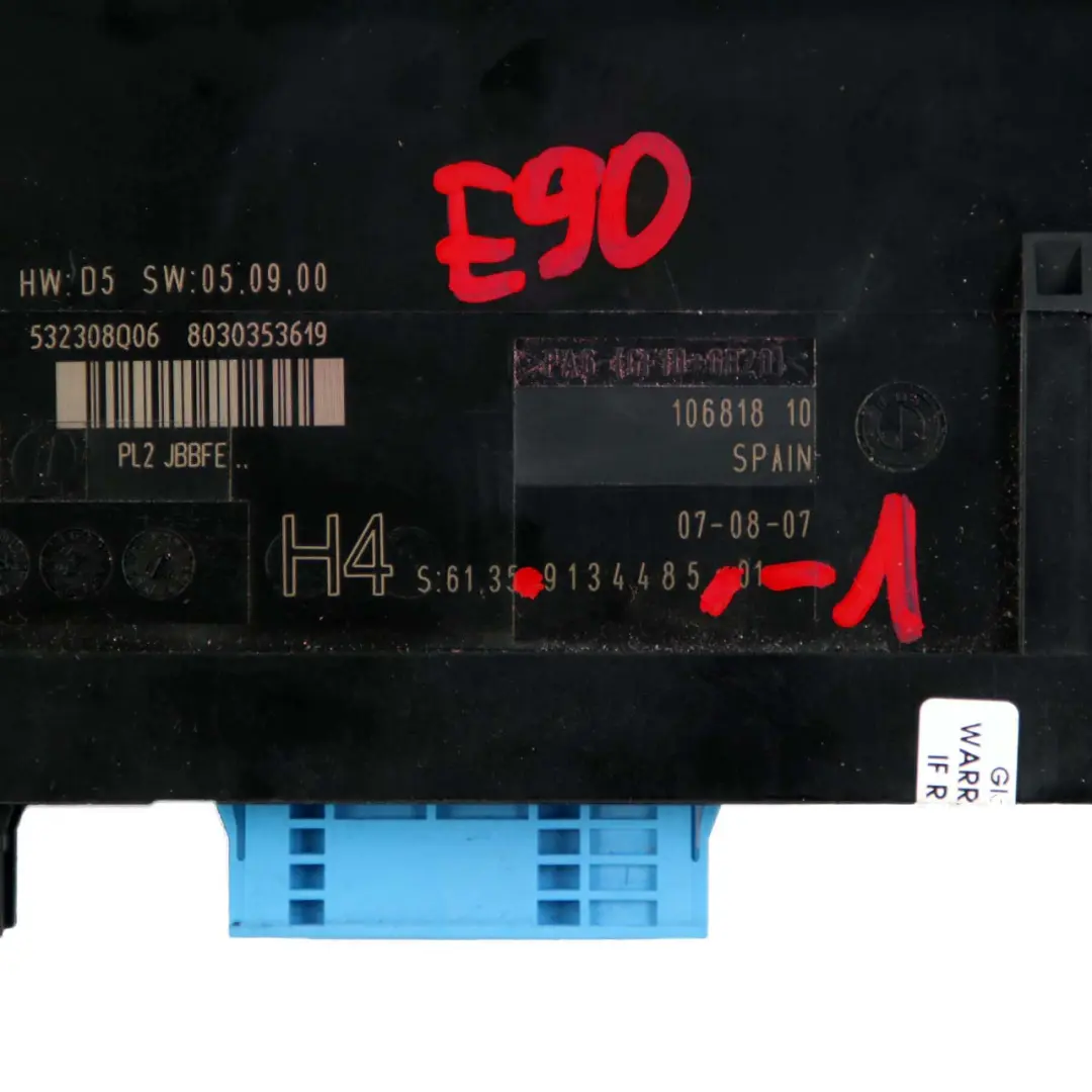 BMW 3 Series E90 Saloon ECU Body Control Unit Module PL2 JBBFE H4 - SKU 9134485-1 - Part number 9134485