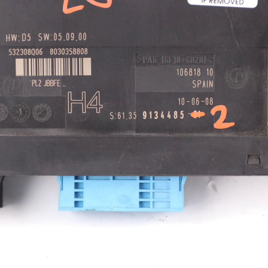 BMW E87 Body Control Module Junction Box Unit H4 PL2 JBBFE ECU - SKU 9134485-2 - Part number 9134485