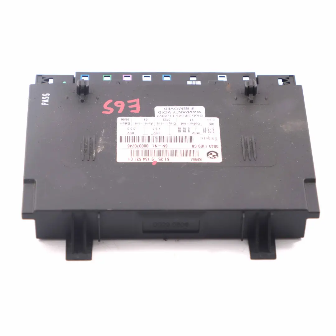  Módulo Asiento BMW E65 E66 Unidad de Control del Asiento Delantero ECU - SKU 9134631 - Número de pieza 9134631
