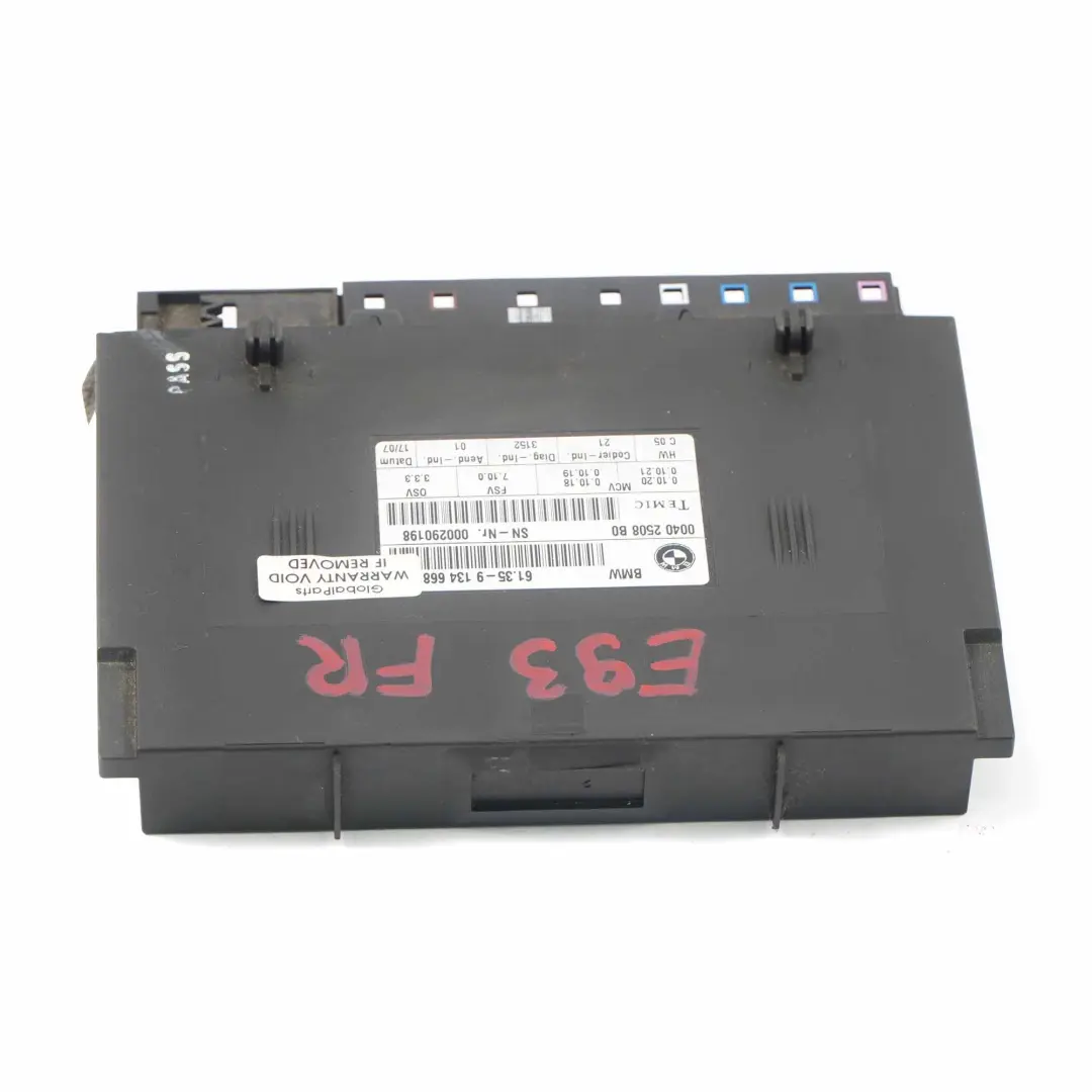  Asiento Unidad de Control BMW E90 E91 E92 Asiento Módulo Controlador ECU - SKU 9134668 - Número de pieza 9134668